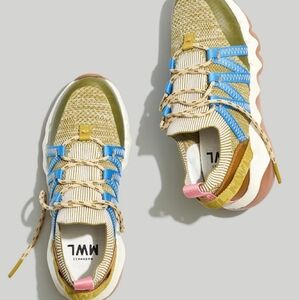 Madewell Field Knit Sneakers in Gilded Moss Sand Multi Color Size 8‎